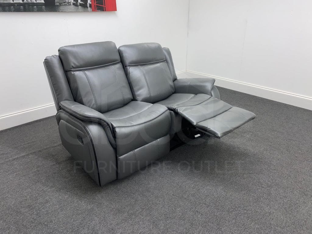 Vinson Recliner Grey Leather 2 Seater Sofa Sofas