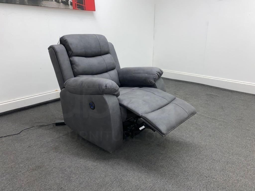 Willow Charcoal Grey Easy Clean Fabric With Electric Reclining Feature 3 + 2 Seater Sofa Set Sofas
