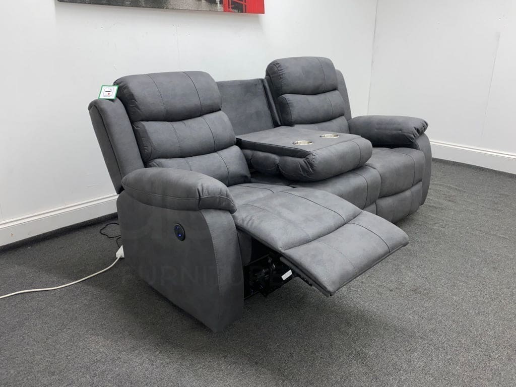 Willow Charcoal Grey Easy Clean Fabric With Electric Reclining Feature 3 + 2 Seater Sofa Set Sofas