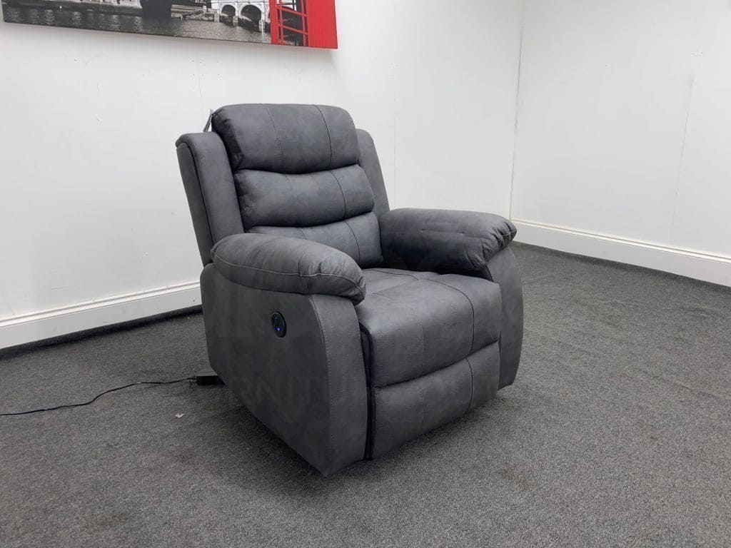 Willow Charcoal Grey Easy Clean Fabric With Electric Reclining Feature 3 + 2 Seater Sofa Set Sofas