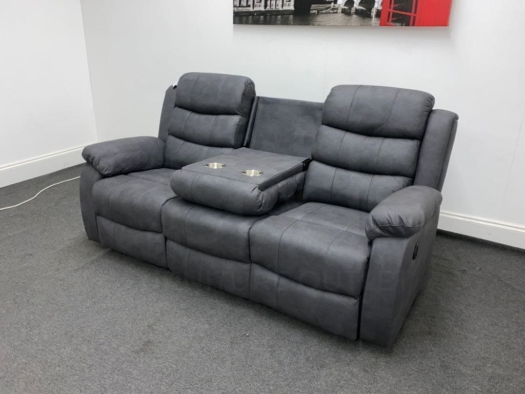 Willow Charcoal Grey Easy Clean Fabric With Electric Reclining Feature 3 + 2 Seater Sofa Set Sofas