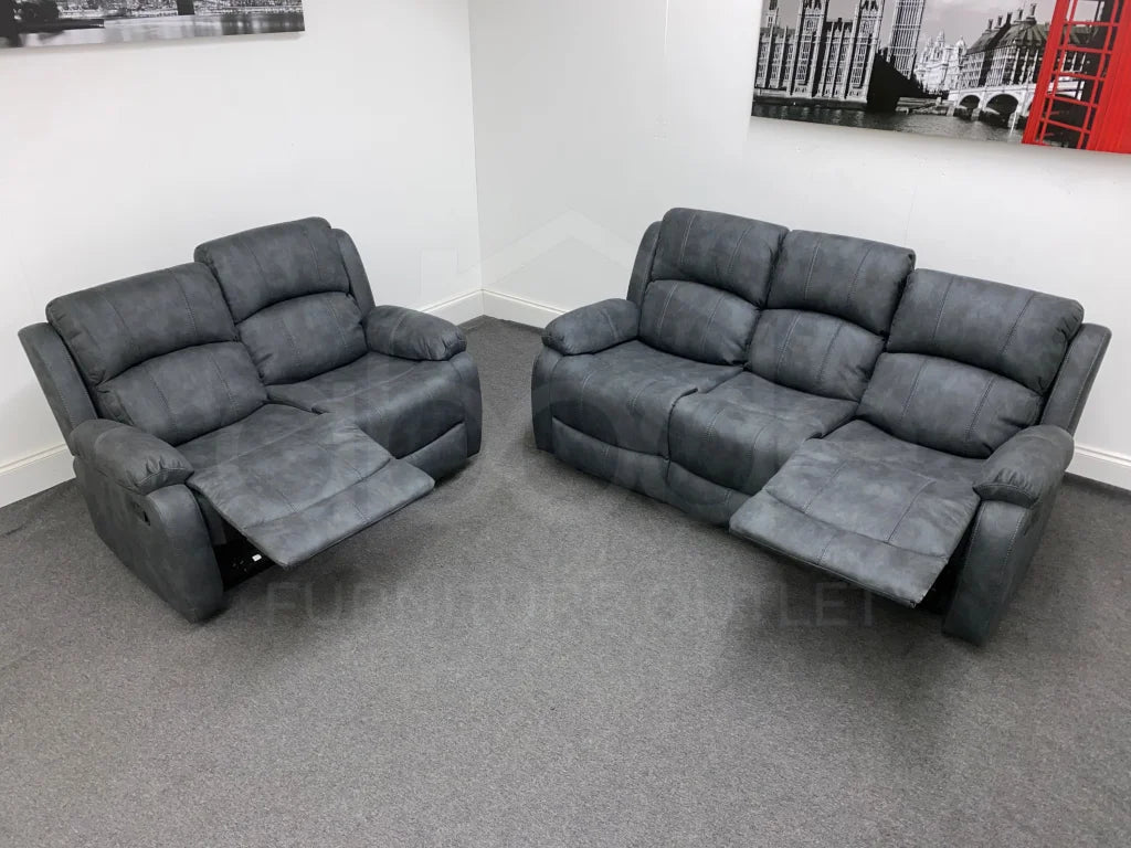 Willow Charcoal Grey Fabric Reclining 3 + 2 Seater Sofa Set Sofas