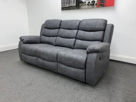 Willow Express Charcoal Grey Fabric Manual Reclining 3 Seater Sofa Sofas