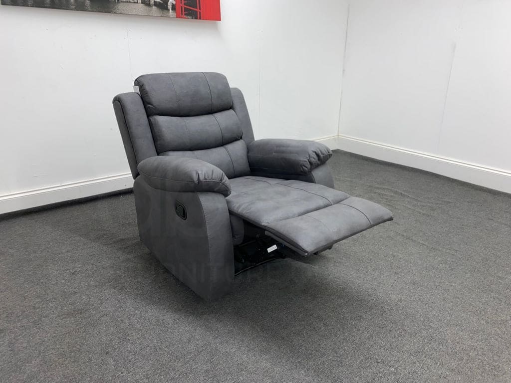 ‘WILLOW’ Charcoal Grey Fabric Recliner 2 + 1 + 1 Seater Sofa & Armchair Suite Set | Couch |