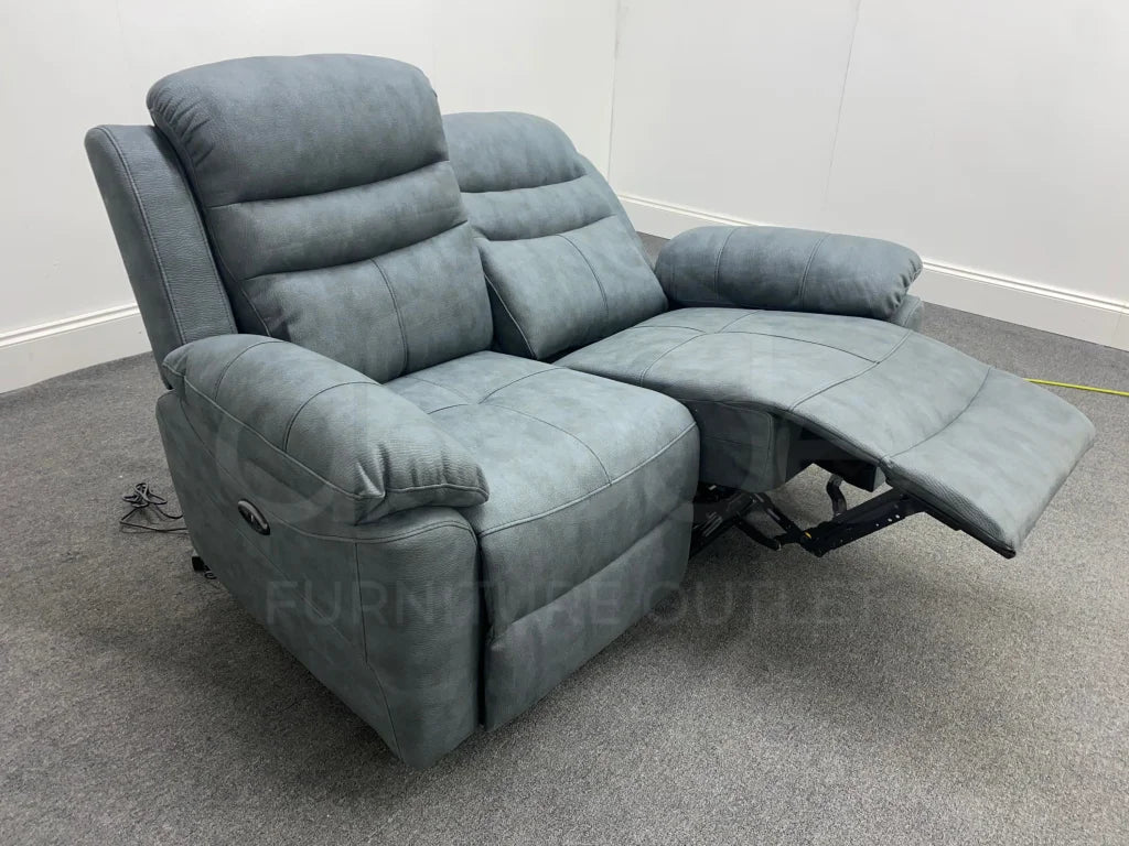 Willow Premium Grey Fabric Electric Recliner 2 Seater Sofa Sofas