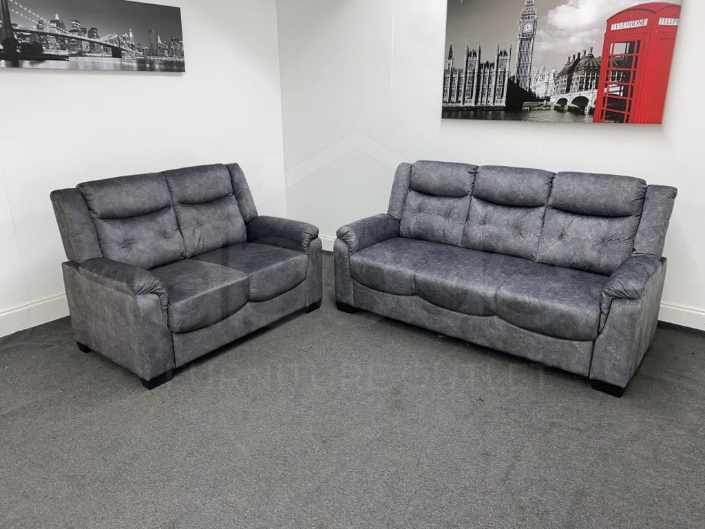 York Grey Fabric 3 + 2 Seater Sofa Set Sofas