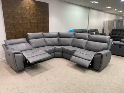 " Ronan " Milano Leather Sectional 5 Unit Power Recliner Corner Sofa With USB Charging Ports