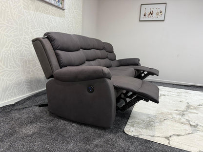 Willow Grey Easy Clean Fabric 4 Seater Sofa | Fold Down Tray Table, High Headrest & Seating Position Couch