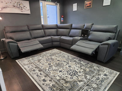 Ronan Easy Clean Microfibre Tech Fabric Electric Recliner 7 Seater 2c2c Corner Sofa + Drinks Console + USB Charging Ports | Couch