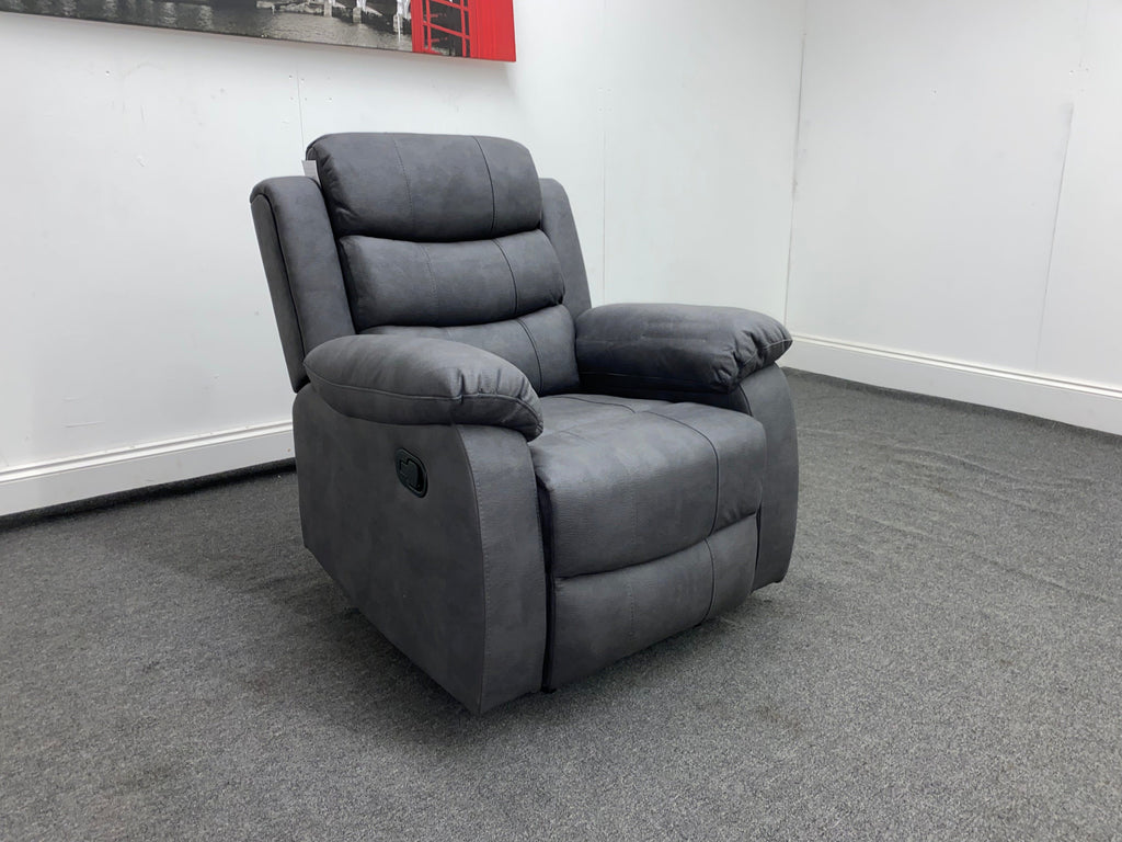 Willow Express Charcoal Grey Fabric Power Reclining Armchair Sofa Sofas