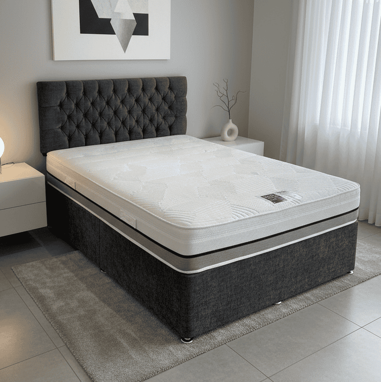 “ Moon Rock “ Extra Firm  1000 Pocket Sprung Mattress & Divan Bed Package With 2 Draws | Available In 3ft Single, 4'6ft Double or 5ft King
