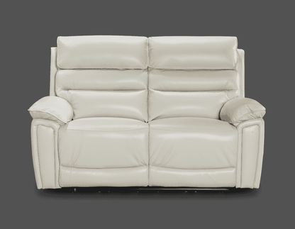 DFS Lawson Ivory Cream Leather Electric Reclining 3 Seater + 2 Seater + Armchair Sofa Set With USB Charging Ports & Drop Down Tray Table