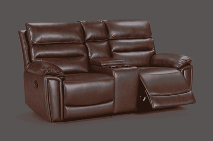 BUNDLE DEAL! DFS Lawson Brown Leather Electric Reclining 3 Seater + 2 Seater With Drinks Console + Armchair Sofa Range Suite Set With USB Charging Ports & Drop Down Tray Table