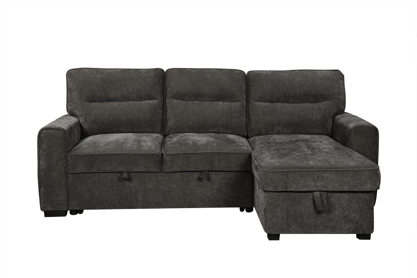 (Back in stock 15th August) 'Lionel' Charcoal Grey Fabric Right Hand Facing Corner Sofa Bed With Storage