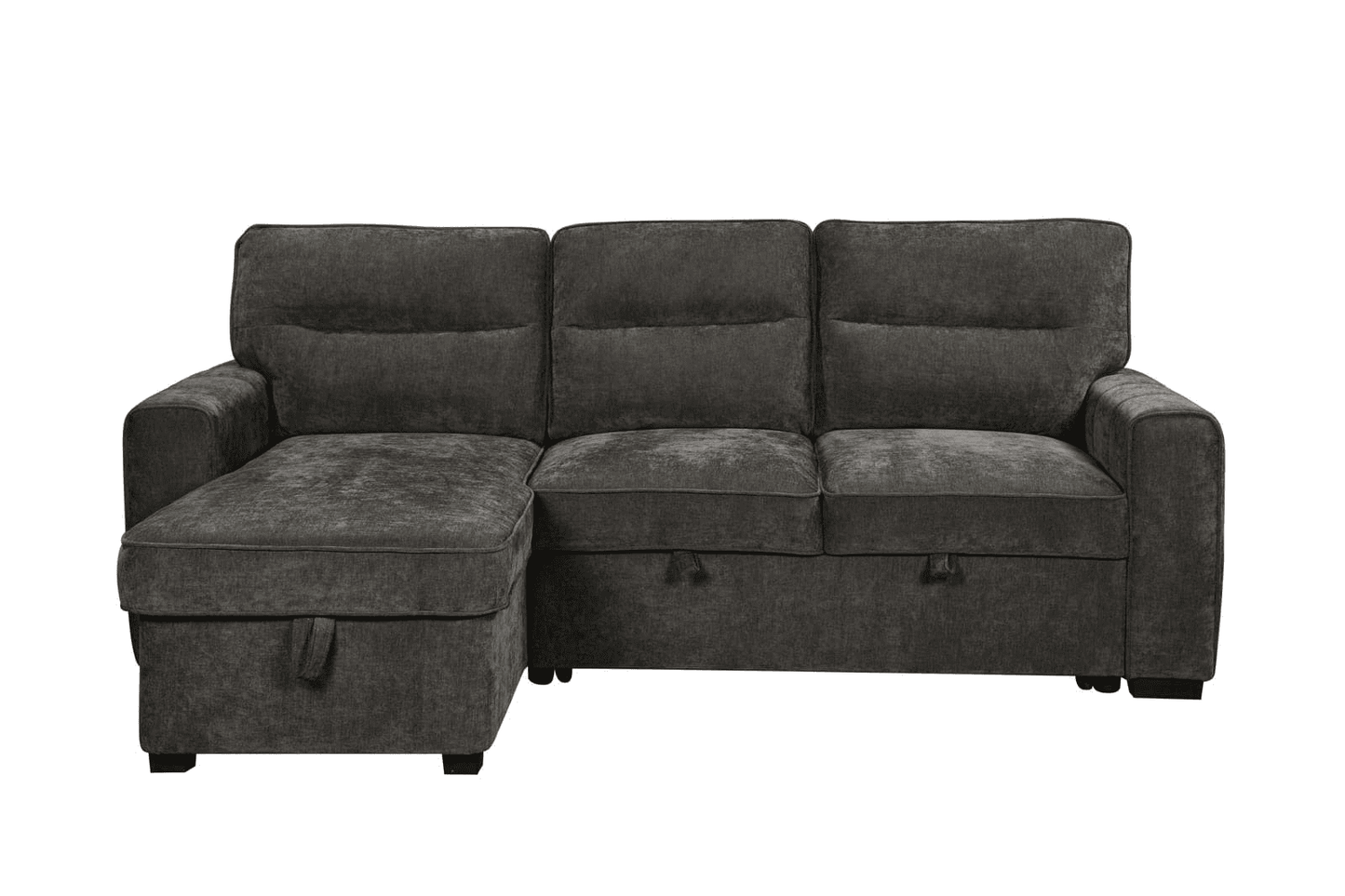 (Back in stock 15th August) 'Lionel' Charcoal Grey Fabric Left Hand Facing Corner Sofa Bed With Storage