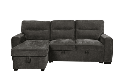 (Back in stock 15th August) 'Lionel' Charcoal Grey Fabric Left Hand Facing Corner Sofa Bed With Storage