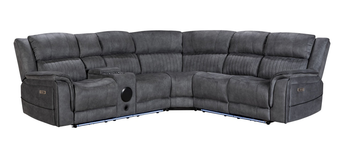 (Pre Order Promo Deal!) Geneva Mid Grey Easy Clean Suede Fabric 2C2C Corner Cinema Sofa | Online Only