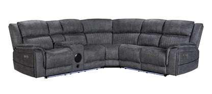 (Pre Order Promo Deal!) Geneva Mid Grey Easy Clean Suede Fabric 2C2C Corner Cinema Sofa | Online Only