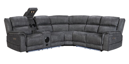 (Pre Order Promo Deal!) Geneva Mid Grey Easy Clean Suede Fabric 2C2C Corner Cinema Sofa | Online Only