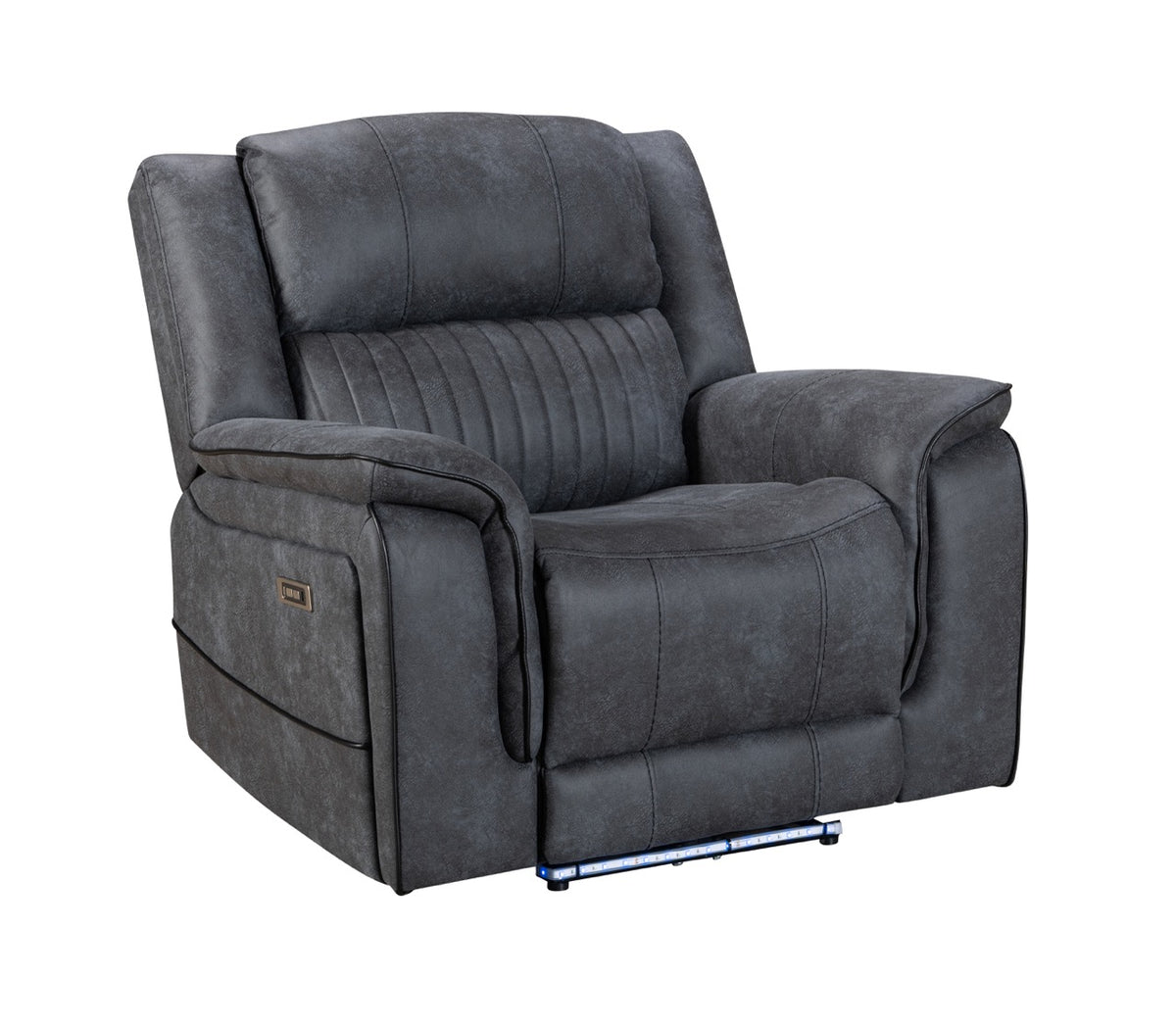 (Pre Order Promo Deal!) Geneva Mid Grey Easy Clean Suede Fabric 3 Seater + 2 Seater With Tech Console + Armchair Set | Online Only