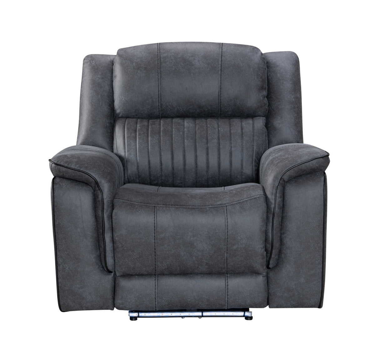 (Pre Order Promo Deal!) Geneva Mid Grey Easy Clean Suede Fabric 3 Seater + 2 Seater With Tech Console + Armchair Set | Online Only