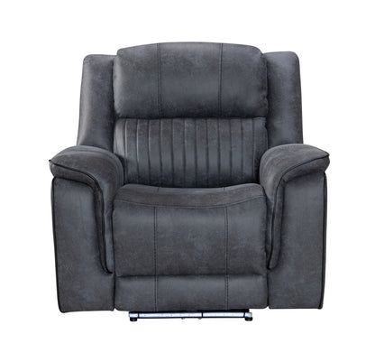 (Pre Order Promo Deal!) Geneva Mid Grey Easy Clean Suede Fabric 3 Seater + 2 Seater With Tech Console + Armchair Set | Online Only