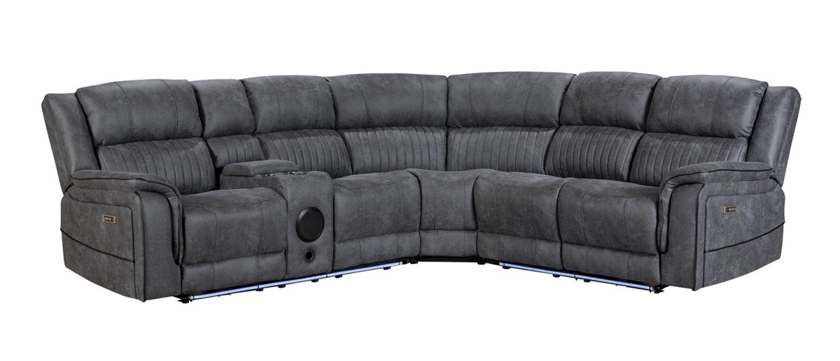 (Pre Order Promo Deal!) Geneva Mid Grey Easy Clean Suede Fabric 2C2C Corner Cinema Sofa | Online Only