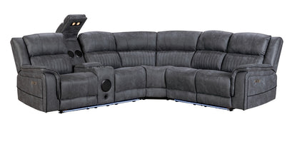 (Pre Order Promo Deal!) Geneva Mid Grey Easy Clean Suede Fabric 2C2C Corner Cinema Sofa | Online Only