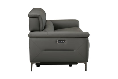 San Andreas Electric Recliner Grey Top Grain Leather Sofa Range With Power Headrests & USB Charging Ports