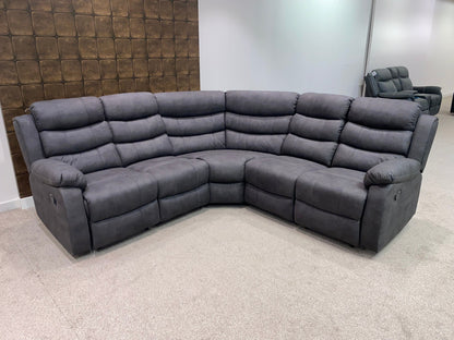 "Willow" Dark Grey Easy Clean Fabric 2C2 Recliner Modular Corner Sofa | Drinks Tray Table