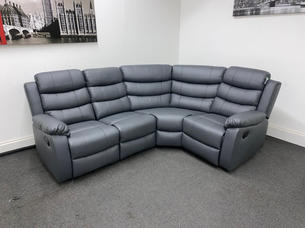 Landos Rhf Modular Recliner 4 Seat Grey Leather Corner Sofa Sofas