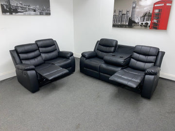 Dfs Landos Recliner Black Leather 3 + 2 Seater Sofa Set Sofas