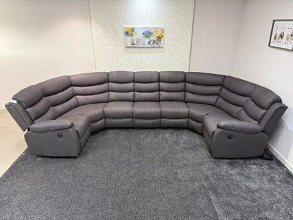 Willow Grey Fabric U Shape Corner Sofa With Drinks console & Fold down Tray Tables