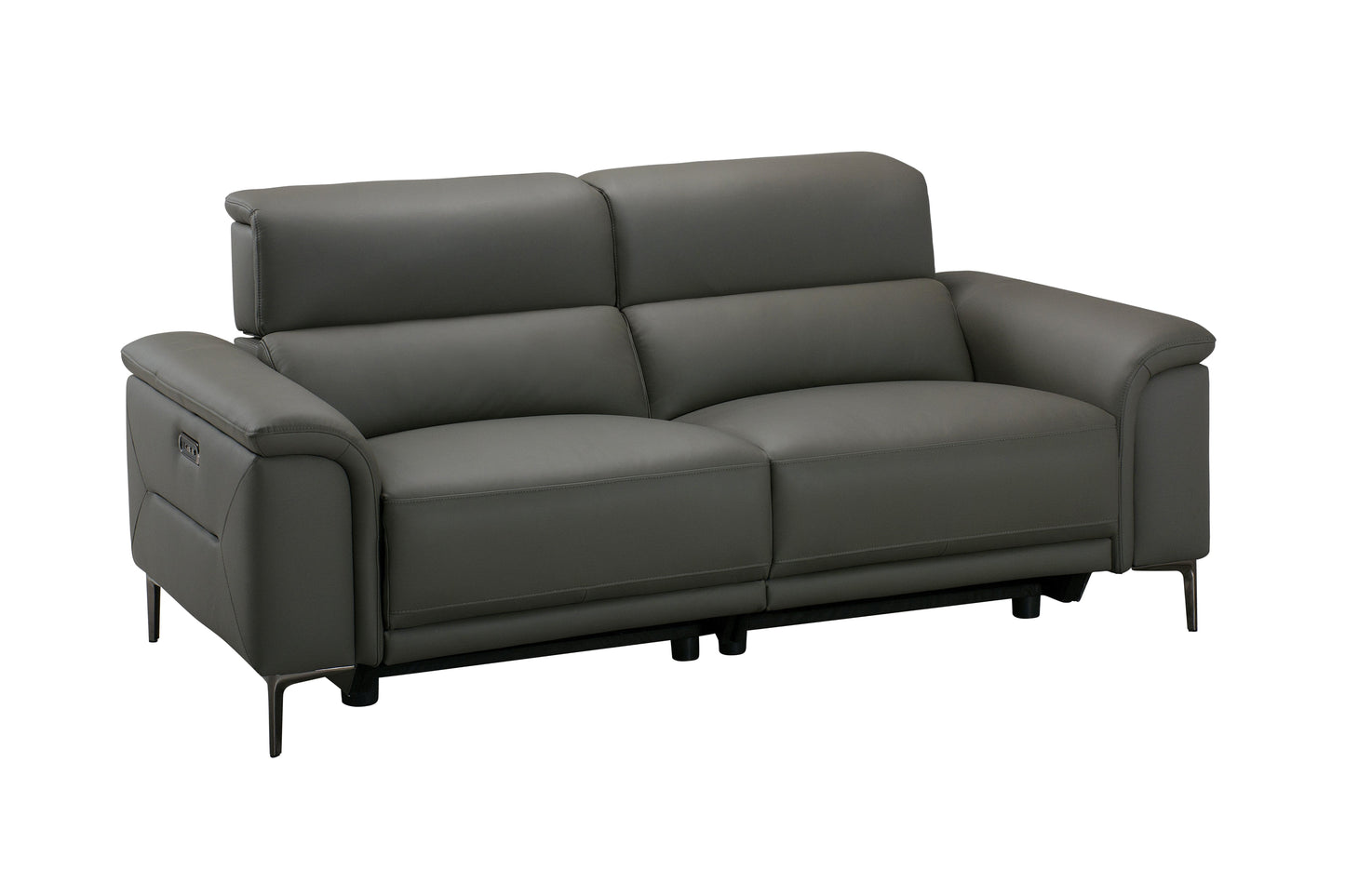 San Andreas Electric Recliner Grey Top Grain Leather 3 Seater Sofa With Power Headrests & USB Charging Ports