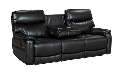 Lazy Boy Black Milano Leather Electric / Power Reclining 3 Seater + 2 Seater Sofa Suite Set With USB Charging Ports & Drop Down Tray Table