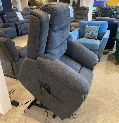 Electric Lewson Grey Fabric Rise & Recliner 1 Seater Sofa / Armchair