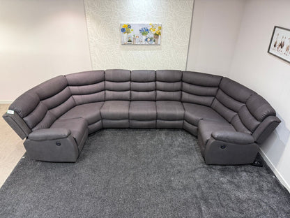 Willow Grey Fabric U Shape Corner Sofa With Drinks console & Fold down Tray Tables