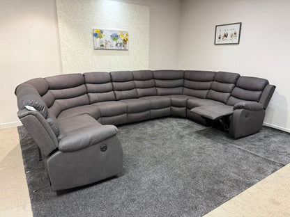 Large Willow Grey Fabric U Shape Corner Sofa With Fold down Tray Table