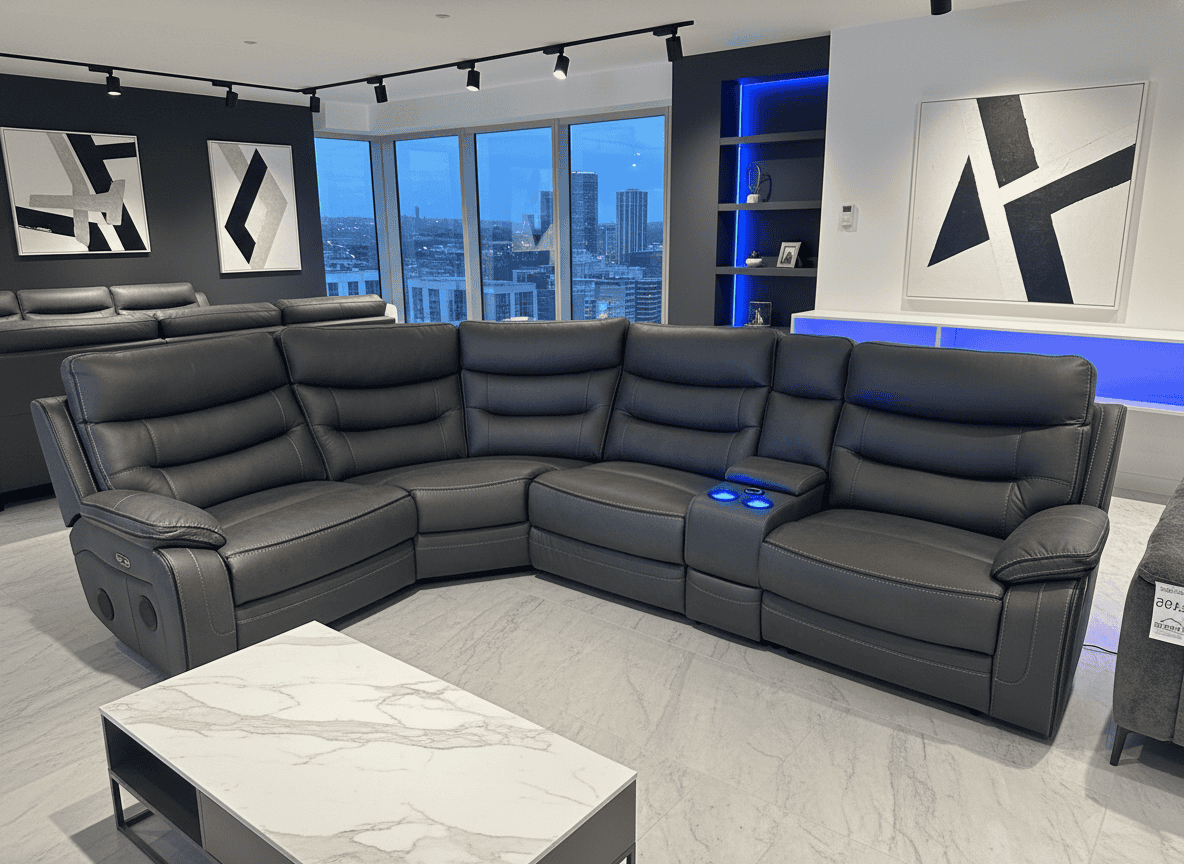 Cinema Corner Sofa - Smart Tech Power Recliner With Drinks Coolers & Extensive Features - 2C1C