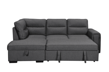 (Back in stock 15th August) 'Musk' Dark Grey Fabric Left Hand Facing Corner Sofa Bed With Storage & Drinks Holder