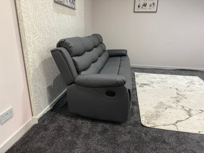 Lando Grey Leather 4 Seater Sofa | Fold Down Tray Table, High Headrest & Seating Position Couch