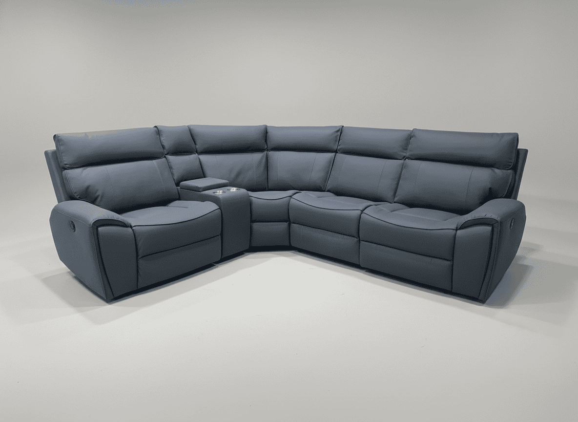 'Ronan' 2c1c Electric Recliner Easy Clean Microfibre Grey Tech Fabric Corner Sofa + Drinks Console + USB Charging Ports - Reversible