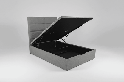'Indulgence' Grey Fabric Ottoman Bed Frame & Firm Mattress Package - Available In 4'6ft Double or 5ft King