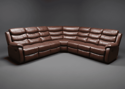 "Lando" Brown Leather 3C3 Recliner Corner Sofa | Drinks Tray Table x 2 | Modular