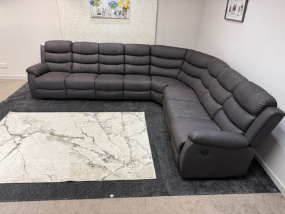 "Willow" Dark Grey Fabric 4C3 Recliner Corner Sofa | 2 x Drinks Tray Tables | Easy Clean Fabric | Modular