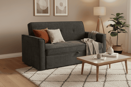 (Back In Stock 30th Sept) Soho Dark Grey Fabric 3 Seater Sofa Bed With Adjustable Backrest