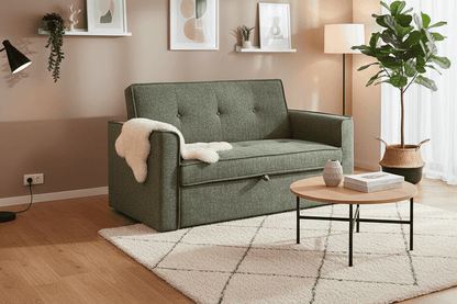 (Back In Stock 30th Sept) Soho Green Fabric 2 Seater Sofa Bed With Adjustable Backrest