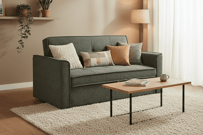 (Back In Stock 30th Sept) Soho Green 3 Seater Fabric Sofa Bed with Adjustable Backrest