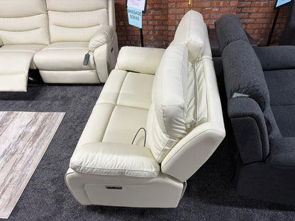"Bertie" Cream Leather Electric Reclining Massage Sofa Range With Power Headrests & USB Charging Ports For Ultimate Comfort