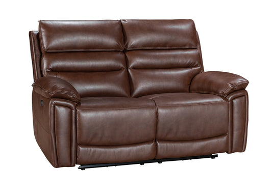 Donald Brown Leather Electric / Power Reclining 2 Seater Sofa With USB Charging Ports